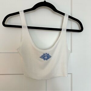 Princess Polly Angel cropped tank top white and blue size 4